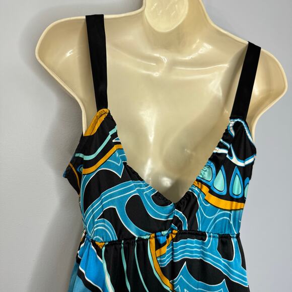 Hale Bob Vintage Silk Printed V Neck Baby Doll Mini Dress Tunic Y2K Sz M - Picture 7 of 13